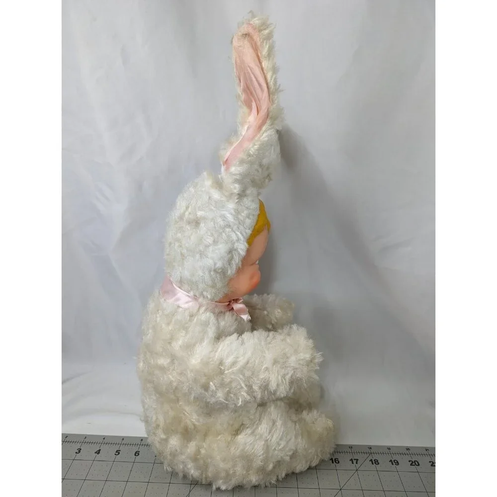 Rubber Face Doll White Bunny Rabbit Vintage 18 Inch Stuffed Animal‎ Toy